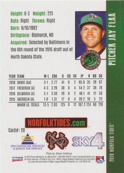 2019 Choice Norfolk Tides #20 Jay Flaa Back