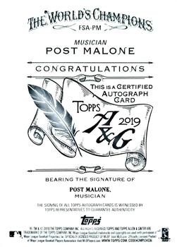 2019 Topps Allen & Ginter - Non-Baseball Full-Size Autographs Red Ink #FSA-PM Post Malone Back