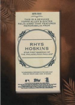 2019 Topps Allen & Ginter - Framed Mini Relics #MFR-RHH Rhys Hoskins Back