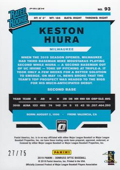 2019 Donruss Optic - Blue #93 Keston Hiura Back