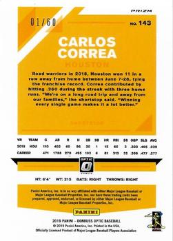 2019 Donruss Optic - Red #143 Carlos Correa Back