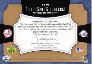 2005 Upper Deck Sweet Spot - Signatures Barrel Blue Ink #SS-DJ Derek Jeter Back