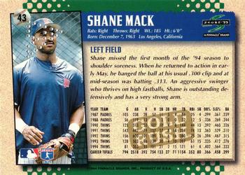 1995 Score - Gold Rush Redeemed Stamped #43 Shane Mack Back