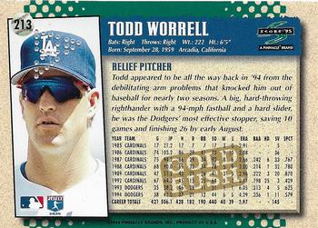1995 Score - Gold Rush Redeemed Stamped #213 Todd Worrell Back