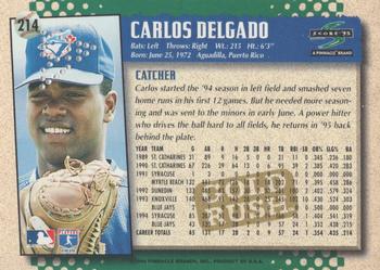 1995 Score - Gold Rush Redeemed Stamped #214 Carlos Delgado Back