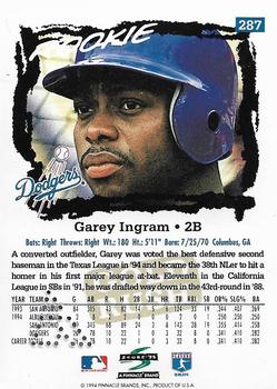 1995 Score - Gold Rush Redeemed Stamped #287 Garey Ingram Back