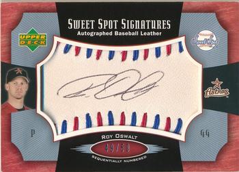 2005 Upper Deck Sweet Spot - Signatures Red-Blue Stitch Black Ink #SS-RO Roy Oswalt Front