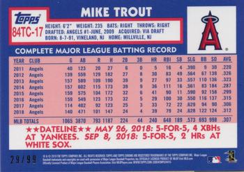 2019 Topps Chrome - 1984 Topps Baseball 35th Anniversary Green Refractor #84TC-17 Mike Trout Back