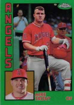2019 Topps Chrome - 1984 Topps Baseball 35th Anniversary Green Refractor #84TC-17 Mike Trout Front
