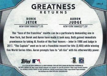 2019 Topps Chrome - Greatness Returns #GRE-6 Aaron Judge / Derek Jeter Back