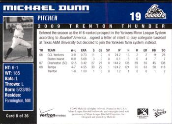 2009 MultiAd Trenton Thunder #8 Michael Dunn Back