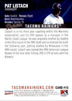 2017 Choice Tacoma Rainiers #15 Pat Listach Back