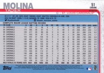 2019 Topps Chrome - X-Fractor #51 Yadier Molina Back