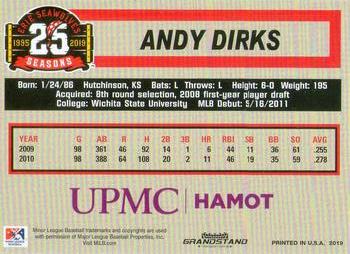 2019 Grandstand Erie SeaWolves 25th Anniversary SGA #NNO Andy Dirks Back