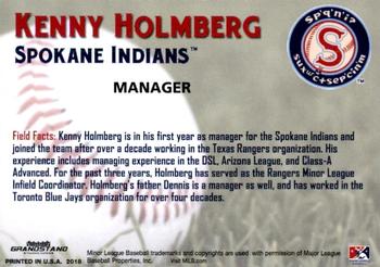 2018 Grandstand Spokane Indians #14 Kenny Holmberg Back