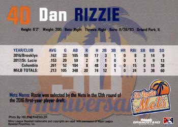 2018 Grandstand St. Lucie Mets #NNO Dan Rizzie Back