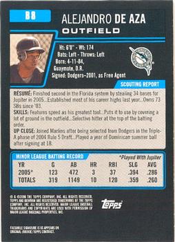 2006 Bowman - Prospects #B8 Alejandro de Aza Back