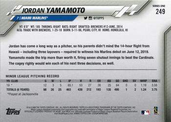 2020 Topps #249 Jordan Yamamoto Back