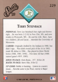 1992 Studio #229 Terry Steinbach Back