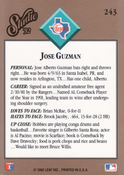 1992 Studio #243 Jose Guzman Back