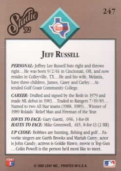 1992 Studio #247 Jeff Russell Back