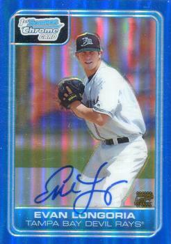 2006 Bowman Draft Picks & Prospects - Chrome Draft Picks Blue Refractors #DP66 Evan Longoria Front