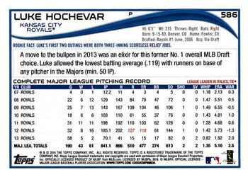 2014 Topps - 1st Edition #586 Luke Hochevar Back