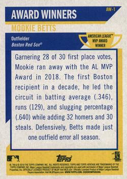 2019 Topps Heritage - Award Winners #AW-1 Mookie Betts Back