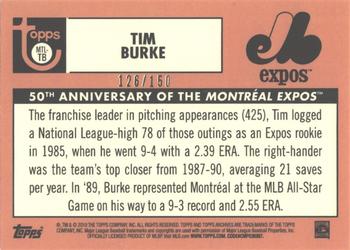 2019 Topps Archives - 50th Anniversary of the Montréal Expos Blue Foil #MTL-TB Tim Burke Back