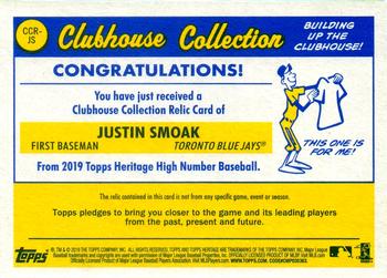 2019 Topps Heritage - Clubhouse Collection Relics High Number #CCR-JS Justin Smoak Back