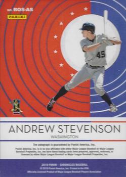 2019 Panini Chronicles - America's Pastime Boys of Summer Autographs Gold #BOS-AS Andrew Stevenson Back