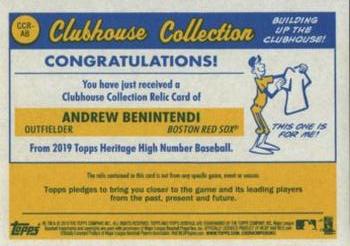 2019 Topps Heritage - Clubhouse Collection Relics High Number Gold #CCR-AB Andrew Benintendi Back
