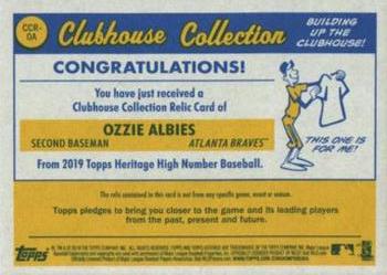 2019 Topps Heritage - Clubhouse Collection Relics High Number Gold #CCR-OA Ozzie Albies Back