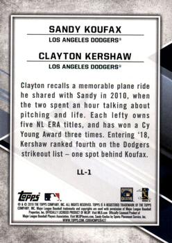 2019 Topps Fire - Lasting Legacies Blue Chip #LL-1 Clayton Kershaw / Sandy Koufax Back