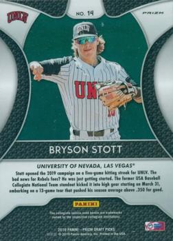 2019 Panini Prizm Draft Picks #14 Bryson Stott Back