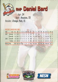 2009 Dunkin' Donuts NESN Pawtucket Red Sox #NNO Daniel Bard Back