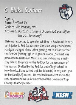 2015 Dunkin' Donuts NESN Pawtucket Red Sox #NNO Blake Swihart Back