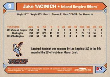 2017 Grandstand Inland Empire 66ers #NNO Jake Yacinich Back