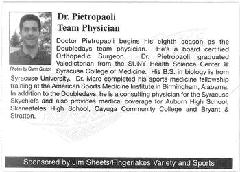 2007 Jim Sheets Fingerlakes Variety and Sports Auburn Doubledays #NNO Dr. Marc Pietropaoli Back