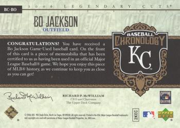 2006 SP Legendary Cuts - Baseball Chronology Materials #BC-BO Bo Jackson Back