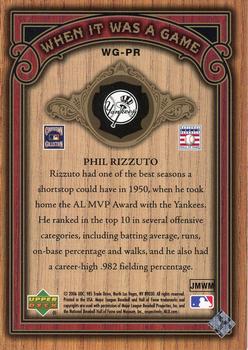 2006 SP Legendary Cuts - When It Was A Game Gold #WG-PR Phil Rizzuto Back