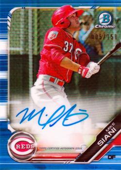 2019 Bowman Chrome - Prospects Autographs Blue Refractor #CPA-MS Mike Siani Front