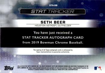 2019 Bowman Chrome - Stat Tracker Autographs #STA-SB Seth Beer Back