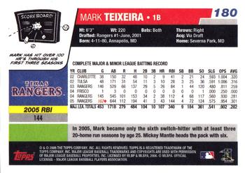 2006 Topps - Box Bottoms #180 Mark Teixeira Back