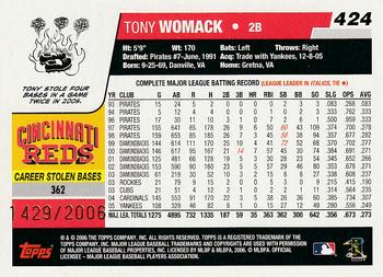 2006 Topps - Gold #424 Tony Womack Back