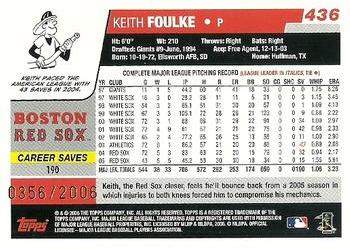 2006 Topps - Gold #436 Keith Foulke Back