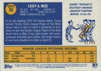 2019 Topps Heritage Minor League - Blue Border #50 Casey Mize Back