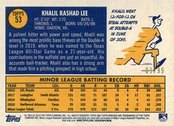 2019 Topps Heritage Minor League - Blue Border #53 Khalil Lee Back