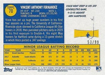 2019 Topps Heritage Minor League - Blue Border #70 Vince Fernandez Back