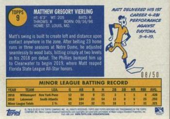 2019 Topps Heritage Minor League - Black Border #9 Matt Vierling Back